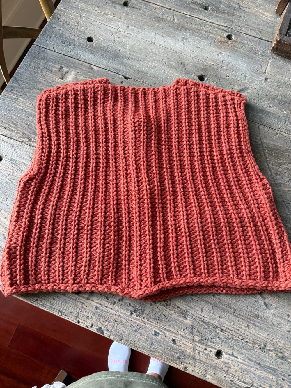 Handknit Button-Front Vest - Rust - Picture 4 of 9